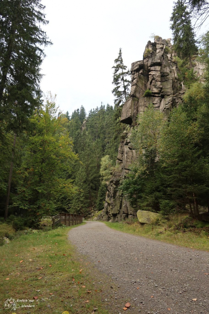 Am Weg liegt der  Aussichtsfelsen Katzenstein im Schwarzwassertal.